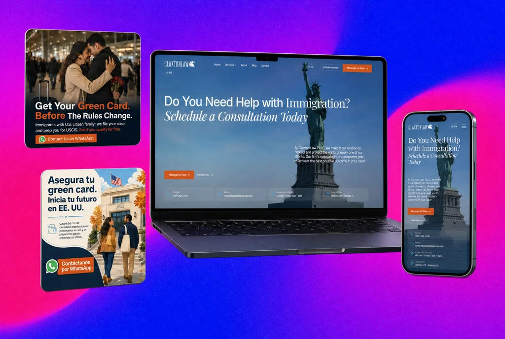 Claxton Law Group website shown on laptop and phone